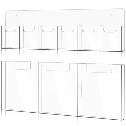 Sherr 2 Pcs Acrylic Brochure Pamphlet Holder Wall Mount 2 Sizes 9 Pocket