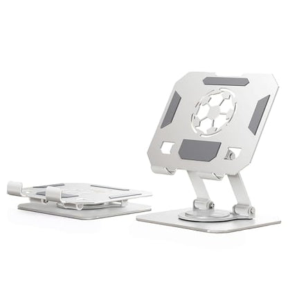 360° Rotatable Metal Tablet Stand(Backboard Soccer Cutout Design), Adjustable Folding Desktop Stand for iPad/iPhone/Switch, Universal Use for Office/Movie/Studying/Drawing/Gaming, Silver - color: World Cup Stand - White