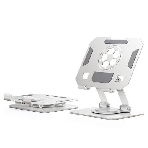 360° Rotatable Metal Tablet Stand(Backboard Soccer Cutout Design), Adjustable Folding Desktop Stand for iPad/iPhone/Switch, Universal Use for Office/Movie/Studying/Drawing/Gaming, Silver - color: World Cup Stand - White