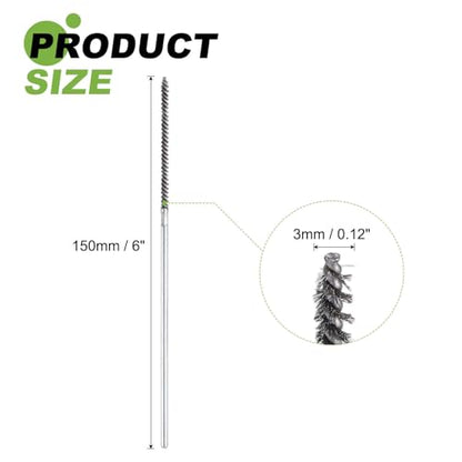 HARFINGTON 2pcs Wire Bore Brush Set 6 Inch Length 1/8 Inch Shank Stainless Steel Bristles Cleaning Brush for Clean Car Part Tube Kitchen Garage - size: 6 x 1/8 Inch
