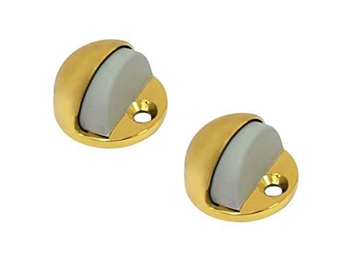 QCAA Solid Brass Low Dome Floor Door Stop, 1/4"-3/4" Clearance from Floor Buttom, Polished Brass, 2 Pack, Made in Taiwan - color: Polished Brass, size: 2 Pack
