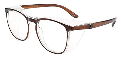 Alsenor Safety Glasses Anti Fog Goggles Protective Eyewear Blue Light Blocking Anti Dust UV Protection Glasses For Men Women (Brown) - color: Brown