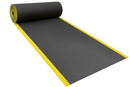Guardian 24046002BY Air Step Anti-Fatigue Floor Mat, Vinyl, 4'x60', Black with Yellow Stripes, Reduces Fatigue and discomfort, Can be Easily Cut to fit Any Space