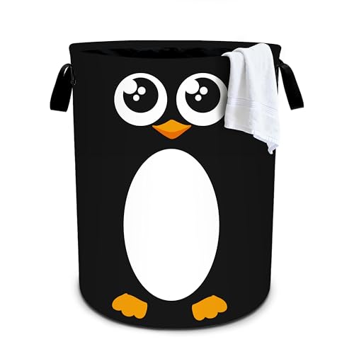 Penguin Laundry Basket Storage Bin Foldable Laundry Hamper Clothes Storage Bucket Organizer 19.6x15.7 Inch For Laundry Room/Bedroom/Bathroom - color: Penguin