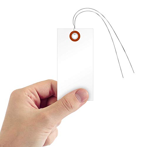 SmartSign White Shipping Tags with Wire, Size #4, Pack of 1000 | 4 1/4" x 2 1/8" - color: White - Metal Wires, size: 4 1/4" x 2 1/8" - 1000 Tags