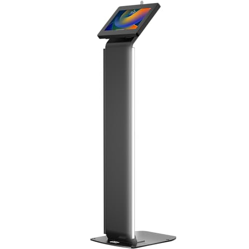 Kiosk Floor Stand with Led Lights - CTA Locking Kiosk Stand W/Led Lights Add On - for iPad 11 (A16) - Pro 11-inch M4 - Air 11-inch M3- iPad 10th Gen - Galaxy Tab & More Tablet - Black (PAD-LEDPARAF) - color: Black, size: LED Lights, style: Key Lock Enclos