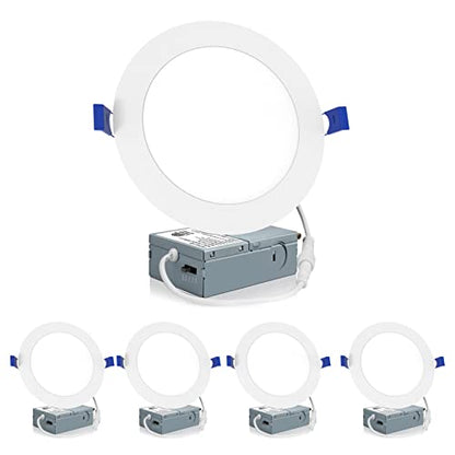 Meconard 4 Pack 6 Inch 5CCT LED Recessed Lighting, Canless Wafer Downlight - color: 5000k/4000k/3500k/3000k/2700k - 5cct white, size: 6 Inch