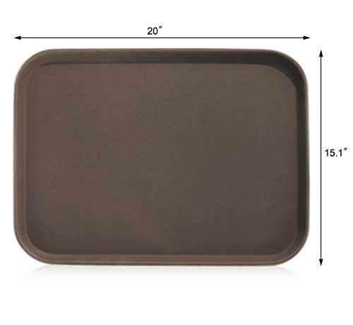 New Star Foodservice Restaurant Grade Non-Slip Tray, Plastic, Rubber Lined, Rectangular (Brown, 15-Inch x 20-Inch) - color: Brown, size: 15-Inch x 20-Inch