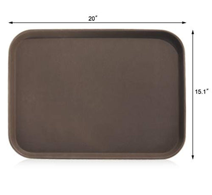 New Star Foodservice Restaurant Grade Non-Slip Tray, Plastic, Rubber Lined, Rectangular (Brown, 15-Inch x 20-Inch) - color: Brown, size: 15-Inch x 20-Inch