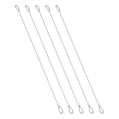 PATIKIL 1.5mmD x 12" L Outdoor Travel Security Cable, 5PCS 304 Stainless Steel Safety Wire Rope Luggage Anti-Theft Cable with Loop Ends for Bike Motorcycle Home Decoration, Silver - size: 0.06 in D x 12 in L