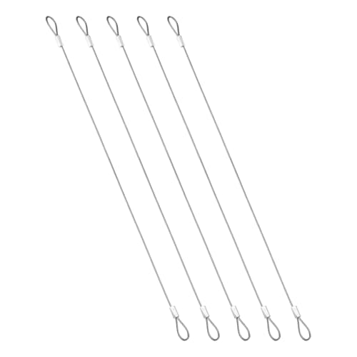 PATIKIL 1.5mmD x 12" L Outdoor Travel Security Cable, 5PCS 304 Stainless Steel Safety Wire Rope Luggage Anti-Theft Cable with Loop Ends for Bike Motorcycle Home Decoration, Silver - size: 0.06 in D x 12 in L