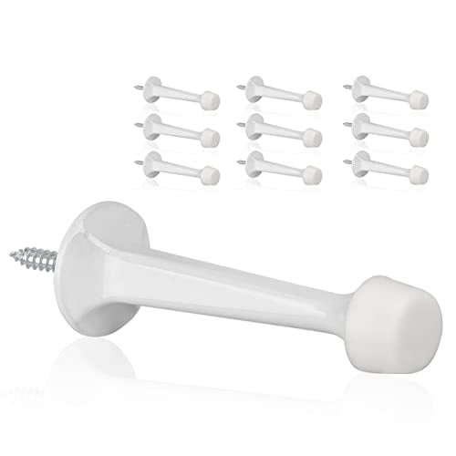 10 Pack Solid Rigid Door Stops - Heavy Duty Door Stoppers Wall Protector with Soft Rubber Tips, White - color: White, size: 10 Pack