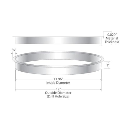 OUTWATER 12" (Nominal) Diameter x 1" Height 304 Polished Stainless Steel Trash Grommets for Countertop Inserted Trash - size: 12in. Dia x 1in. H