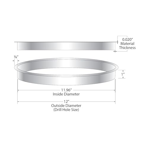 OUTWATER 12" (Nominal) Diameter x 1" Height 304 Polished Stainless Steel Trash Grommets for Countertop Inserted Trash - size: 12in. Dia x 1in. H