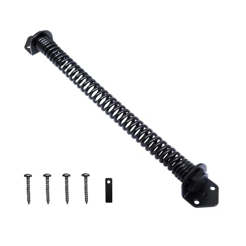 Pair of Heavy Duty Gate Spring Self Door Closing, Spring Automatic Gate Closer Hardware with Adjustable Suit for Garden Wooden Door Vinyl Fence Black (12 Inch) - size: 12 Inch