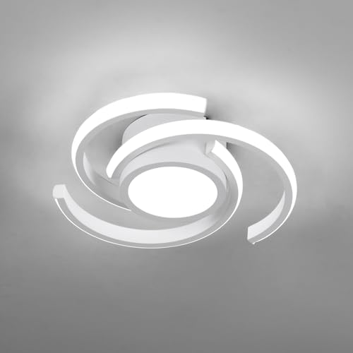 ADISUN LED Modern Ceiling Light,6000K Semi Flush Mount Ceiling Light Fixture,Unique White Ceiling Lights Fixtures for Living Room Bedroom Corridor Aisle Hallway Indoor Ceiling Lamp (D11 in*H3.9 in) - color: White, size: 1 Pack