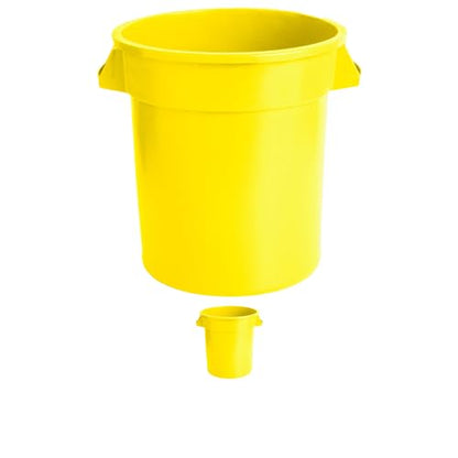 32 Gallon Round Trash bin Garbage can Outdoor Yard Trash can Trash Barrels Garbage Drum Heavy Duty Trash can Industrial Trash can Kitchen Trash bin (2, Yellow) - color: Yellow