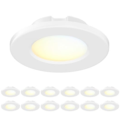 4 Inch LED Mini Surface Mount Light, Recessed Trim, Small Flush Mount Ceiling Light for Hallway, Bathroom, Kitchen, 120V, 60W Replacement, 5CCT Selectable, ETL, Wet Rated, White/12 Packs - color: White, size: 12 Packs