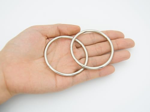 40pcs 4 Sizes O Rings Welded Strong Metal Heavy Duty Round Ring for Pet Collars Buckle Belts Strap Webbing Sewing - color: 2"(50mm) Silver 6pcs