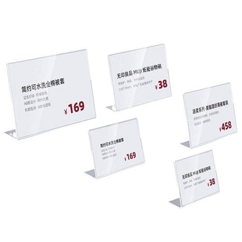 Acrylic Label Holder Horizontal Slanted L-Shape (100*70mm/3.94*2.76inches) - size: 100*70mm/3.94*2.76inches