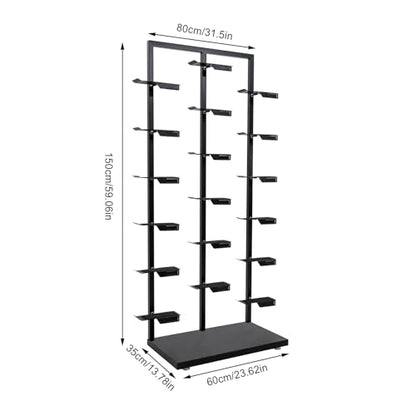 Commercial Clothing Store Shoe Rack Retail Store Shoe Display Shelf Free Standing Shoes Shelf Single Sided Shoes Racks 18 Compartments 24.25lbs Load Capacity (31.5 * 59.06in, Black) - color: Black