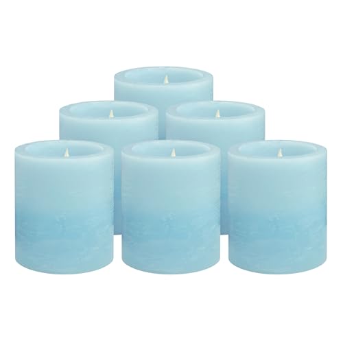 FURORA LIGHTING Blue Marble Real Wax Votive LED Candles, 6-Pack - color: Blue Flat Top, Real Wax