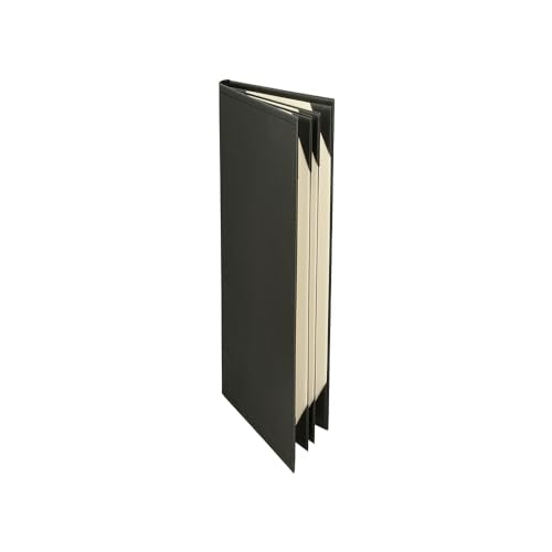 Prestine Menu Covers Made of Premium Faux Leather (10-Pack) - 4.25" x 11" - 6 Views - Black - Restaurant Menu - Wine List - Bar Menu - size: 4.25”x11” - 6 Views
