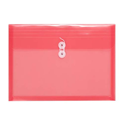 Plastic Envelopes with String Closure Clear Side Loading Folders Legal Size Paper Office Organizer 12 Packs Red - color: Red