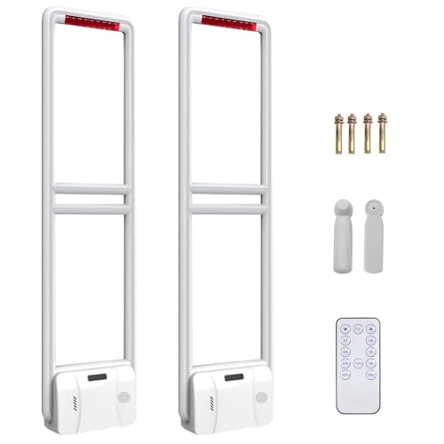 Clothing Retail Anti Theft Equipment, EAS AM 58 KHz System Retail Security Tags Checkpoint, Sound Light Alarm System Tower with 100pcs Clothing Loss Prevention Tags for Supermarkets Toy Stores