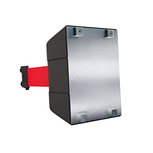 Crowd Control Warehouse Magnetic Wall Mount Retractable Belt Barrier, 15ft - color: Authorized Access Only Belt with Black ABS Case, size: 15 foot belt