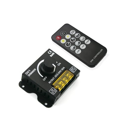 5V 12V 24V LED Dimmer Switch, 30A Dimmer Switches for LED Lights, PWM Controller 12 Volt Light Dimmers Switch Knob or 14 Key Wireless Control for LEDs Strip Lights Controller