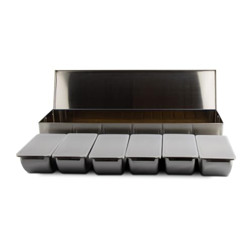 6 Slot Condiment Carrier with Stainless Holders & Silicone Lids - size: 6 Slot