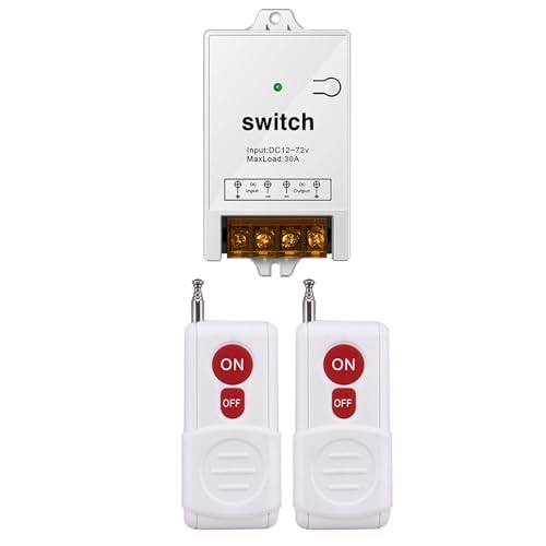 Wireless Remote Switch, DC12-72V On/Off Switch for Anti-Theft Alarms, Security Systems Roller Lind Door, etc