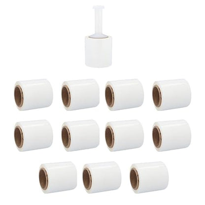PSBM Dark White Mini Stretch Wrap with Plastic Handle 5" x 1000' 12 Rolls - color: White, size: 5 Inch