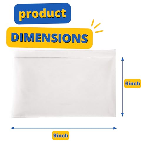 Pack 100 Clear Plastic Self-Adhesive Shipping Label Sleeves - Packing Slip Envelope Pouches - Durable, Waterproof, Easy Peel & Seal - Perfect for Mailing, Packing Documents & Labels | 6" x 9"