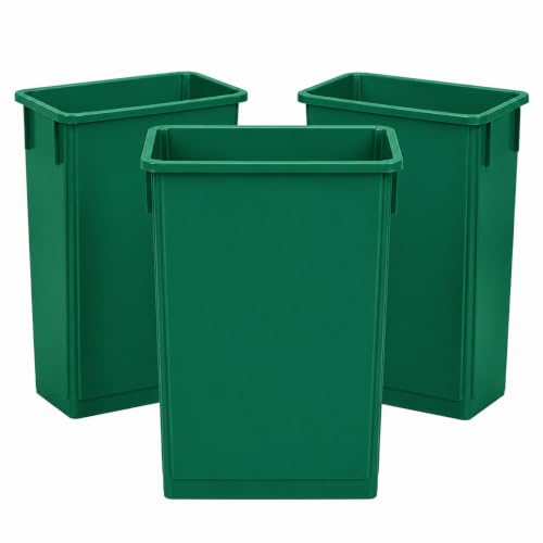 23 Gallon Slim Jim Rectangular Dark Green Trash Can | 3 PACK - color: Dark Green
