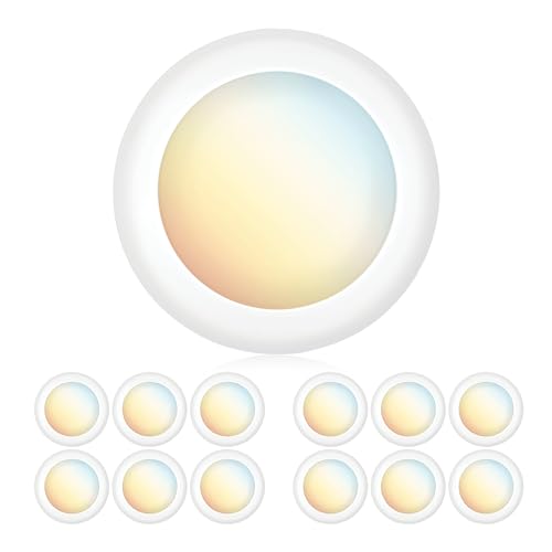 PARMIDA (12 Pack) 5/6 Inch Dimmable 5CCT LED Disk Lights, 15W Surface Mount Ceiling Disc Lighting 5 Color Selectable 2700K/3000K/3500K/4000K/5000K 1100lm, J-Box Or Recessed Can Installation, UL-Listed - color: 5CCT - 2700K/3000K/3500K/4000K/5000K, size: 1