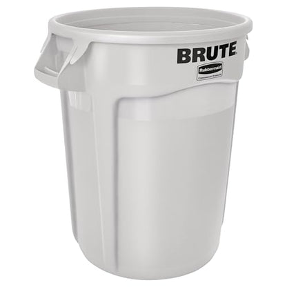 Rubbermaid Commercial Products BRUTE 32G Vented Trash Container Black for Restaurants/Landscapers/Construction Sites/Back of House/Offices/Warehouses/Commercial Environments - color: White, size: 32 Gallon