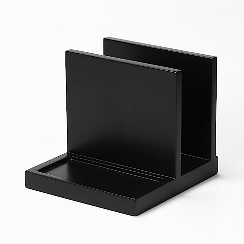 Wooden Napkin Holder napkin salt pepper holder with Salt and Pepper Shakers Caddy,Suitable for Kitchen, Restaurant, Bar, Office, Parties, Home Décor Black - color: Black