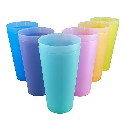 32 oz Plastic Cups Large Reusable set 12, Plastic Tumbler Assorted - color: Assorted Color