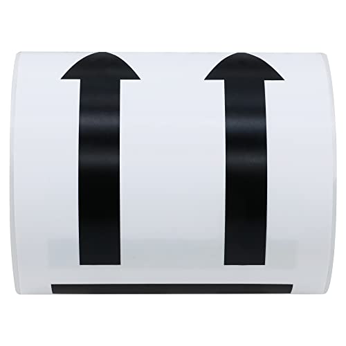 Hybsk 3x5 inch Black This Side Up Stickers Double Arrows Safe Handling for Shipping and Packing - 100 Adhesive Labels Per Roll (Black) - color: Black
