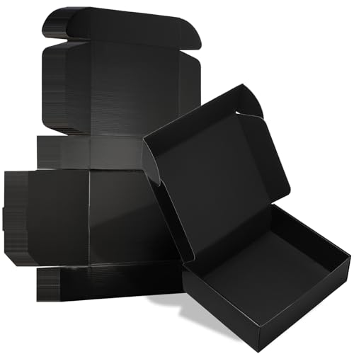 ZBEIVAN 10x8x3 Black Small Shipping Boxes, 30 Packs Corrugated Cardboard Mailer Boxes for Packaging Small Business Mailing Gifts Wrap Boxes with Lids - color: black, size: 10x8x3