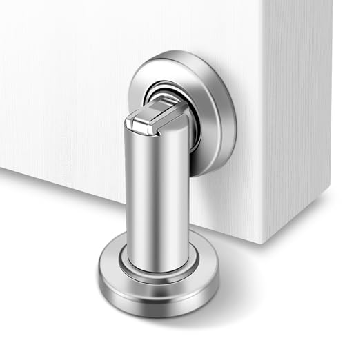 Magnetic Door Stopper, Heavy Duty Door Stop for Wall Floor Mount, Stainless Steel Door Catch, Modern Magnetic Door Holders Indoor Outdoor Magnet Door Stoppers for Bottom of Door, Brushed Nickel - color: Silver, size: 1 Pack