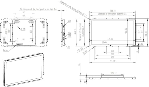 32 Inch 10 Points PCAP Open Frame Touch Screen Waterproof for Kiosk Automation POS Vending and Digital Signage - size: 32
