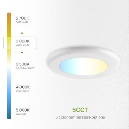 ASD 6 Pack LED Disk Lights 4 Inch, 5CCT Flush Mount Ceiling Light Fixture - color: White, size: 6 Pack