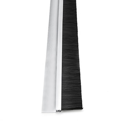 uxcell Door Bottom Sweep H-Shape Aluminum Alloy Base with 1.2-inch Gray Nylon Brush 39-inch x 2.28-inch - color: Silver, size: 39.37" x 1.2"