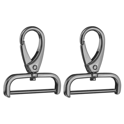 HARFINGTON 2Pcs Detachable Snap Hook Swivel Clasp 1 1/2" D Ring with Swivel Lobster Claw Clasps Hook for Purse Strap Keychain Bag DIY Craft, Gunmetal - color: Gunmetal, size: 1 1/2"