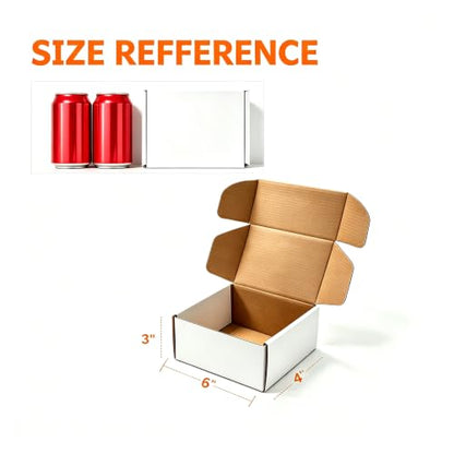 45 Pack White Corrugated Shipping Boxes 6x4x3 Inch- Small Cardboard Mailing Boxes for Crafts, Jewelry, and Small Business - Sturdy Literature Mailers for Packaging and Storage