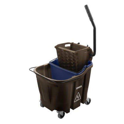 Carlisle FoodService Products Omnifit Mop Bucket with Side Press Wringer and Soiled Water Insert for Floor Cleaning, Kitchens, Restaurants, And Janitorial Use, Polypropylene (Pp), 35 Quarts, Brown - color: Brown