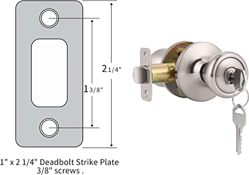 Deadbolt Strike Plate Door Backplate 1" x 2 1/4" Round Corner with Screws